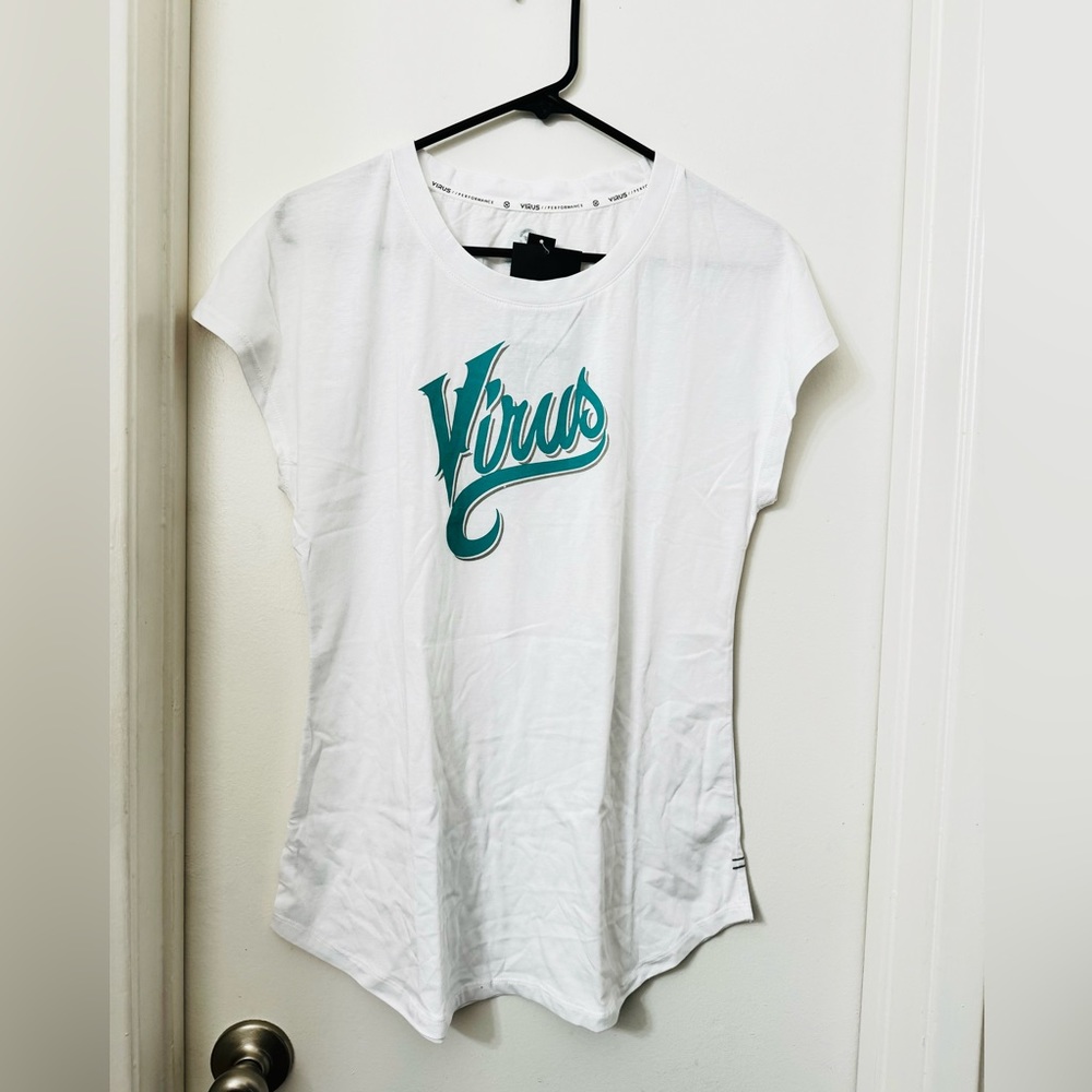 Virus - Women's T-Shirt - White/Teal - Large - New w/ Tags